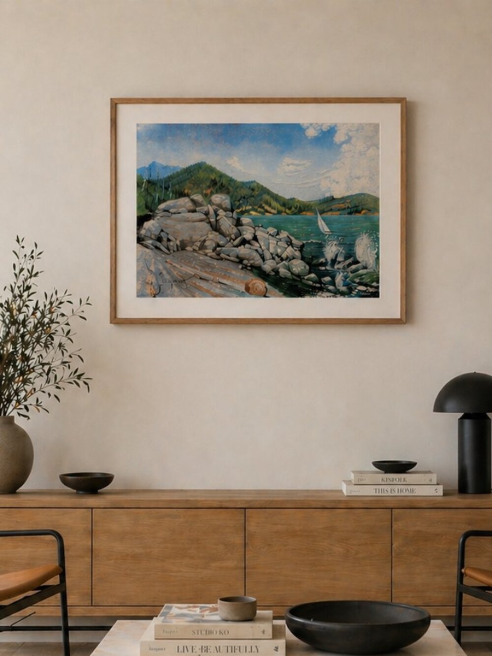 Sunshine Coast BC Coastal Landscape Print Gower Point Sailboat Signed Englehart